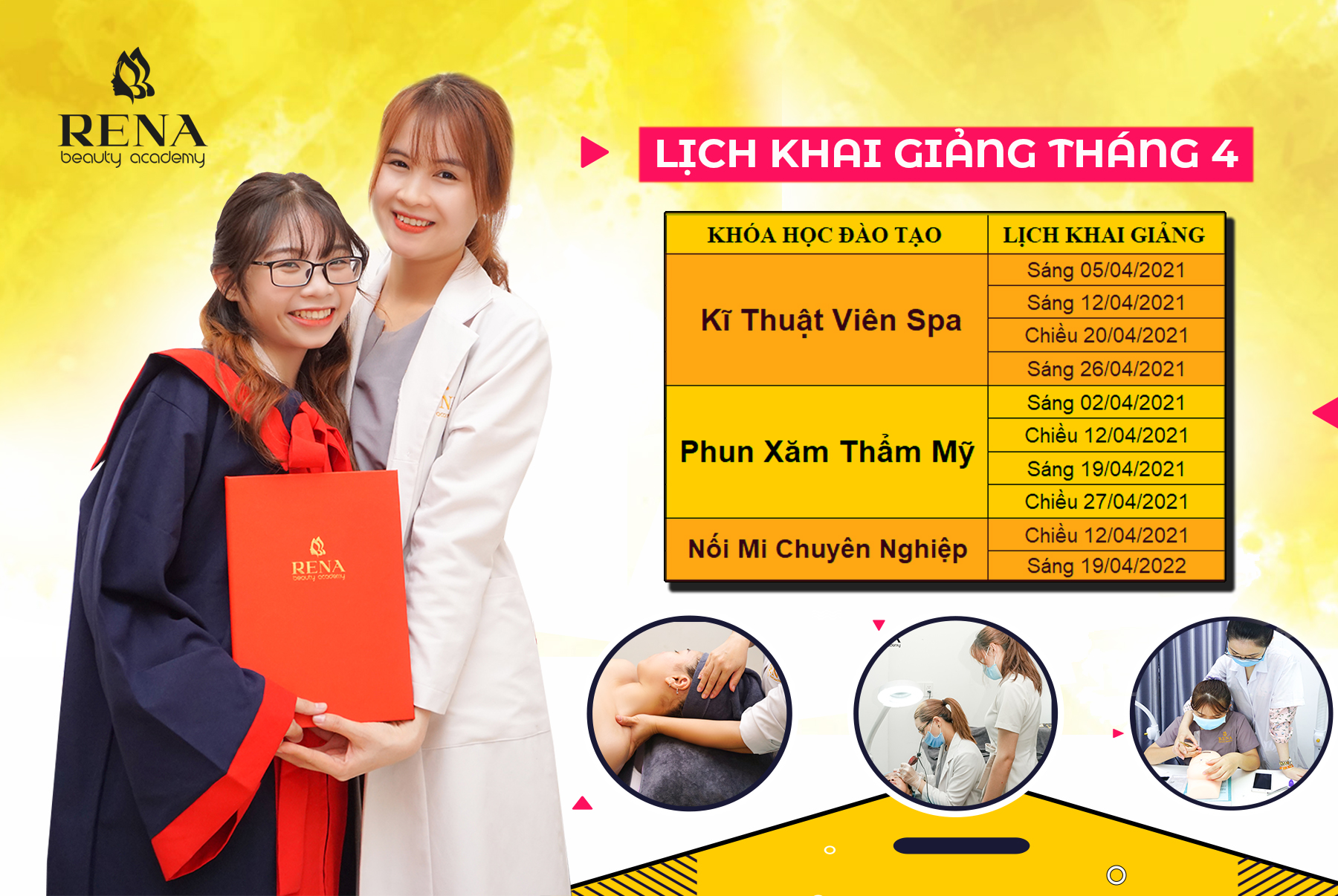 Các khóa học thẩm mỹ Trường RENA tuyển sinh 